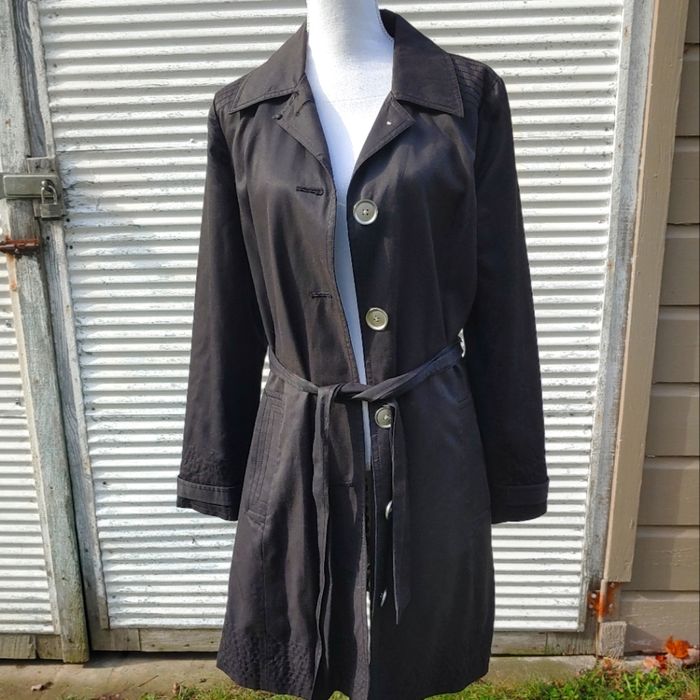 Apt. 9 | Black Nylon Belted Trench Coat